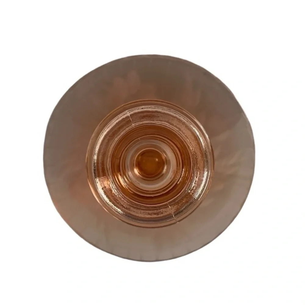 Unique Vintage Pink Depression Glass Etched Candle Holders (Set of 2)
